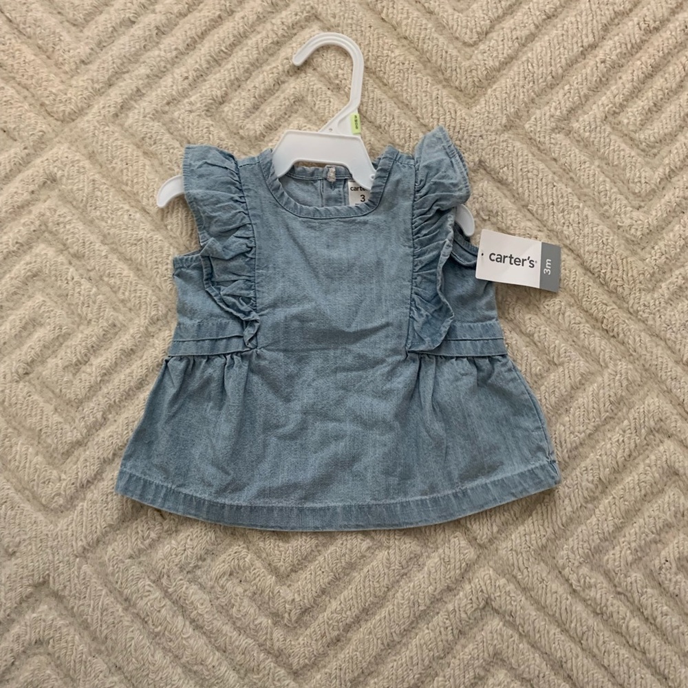 Infant Denim ruffle sleeve top